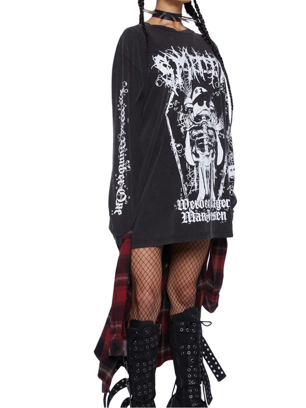 Dolls Kill x SpongeBob SquarePants “Bone Boy” long sleeve tee, washed black, M/L